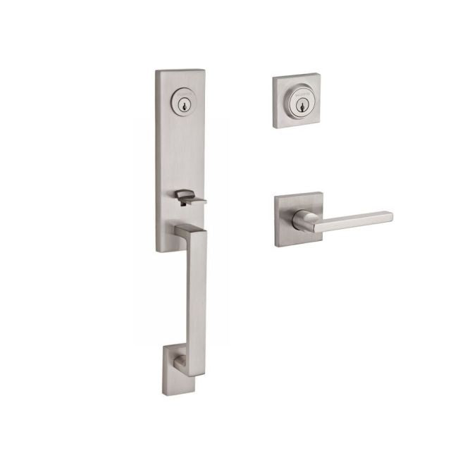 Baldwin Reserve DCSEAXSQULCSR150 Double Cylinder Seattle Handleset with Left Hand Square Lever and Contemporary Square Rose with 6AL Latch and Dual Strike Satin Nickel Finish - Left Hand - NA
