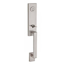 Baldwin Reserve DCSEAXSQURCSR150 Double Cylinder Seattle Handleset with Right Hand Square Lever and Contemporary Square Rose with 6AL Latch and Dual Strike Satin Nickel Finish - Right Hand - NA
