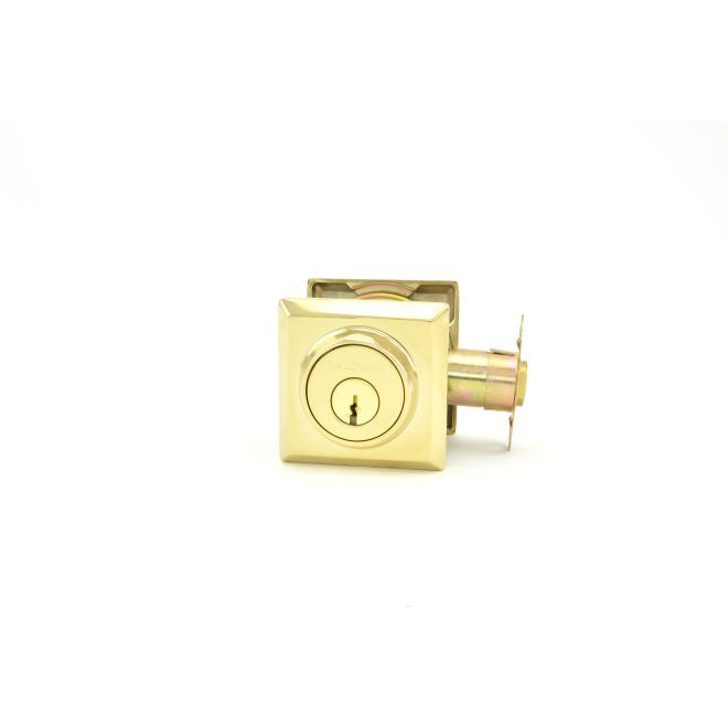 Baldwin Reserve DCTSD003 Double Cylinder Traditional Square Deadbolt with 6AL Latch and Dual Strike Lifetime Brass Finish - Lifetime Brass - NA