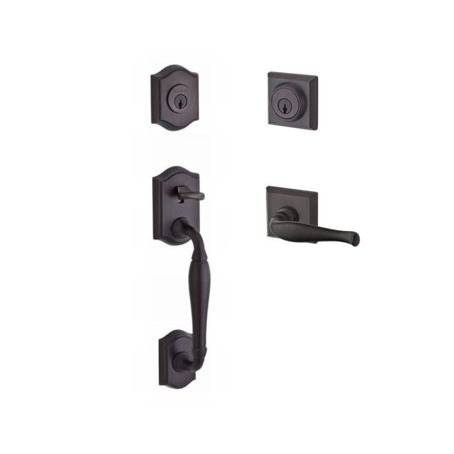 Baldwin Reserve DCWESXDECLTSR112 Double Cylinder Westcliff Handleset with Left Hand Decorative Lever and Traditional Square Rose with 6AL Latch and Dual Strike Venetian Bronze Finish - Left Hand - NA