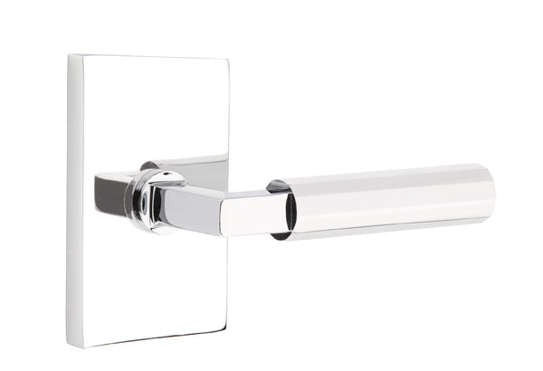 Emtek Select L-Square Faceted Brass Modern Lever with Modern Rectangular Rosette