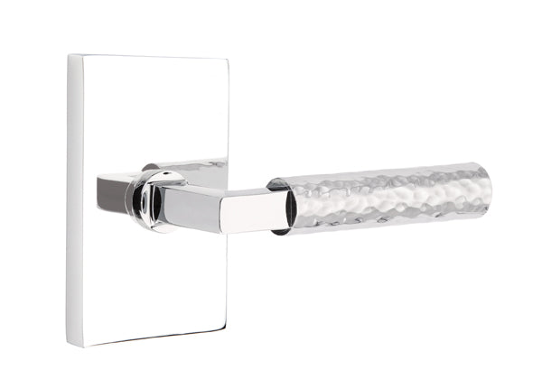 Emtek Select, L-Square Hammered Lever, Modern Rectangular Rosette