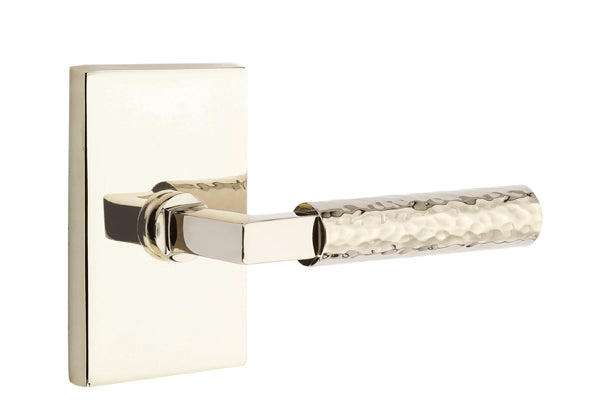 Emtek Select, L-Square Hammered Lever, Modern Rectangular Rosette