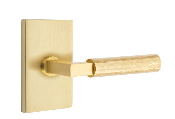 Emtek Select, L-Square Hammered Lever, Modern Rectangular Rosette