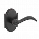 Baldwin Reserve ENARCRRAR481 Entry Right Hand Arch Lever and Rustic Arch Rose with 6AL Latch and Dual Strike Dark Bronze Finish - Right Hand - Brass