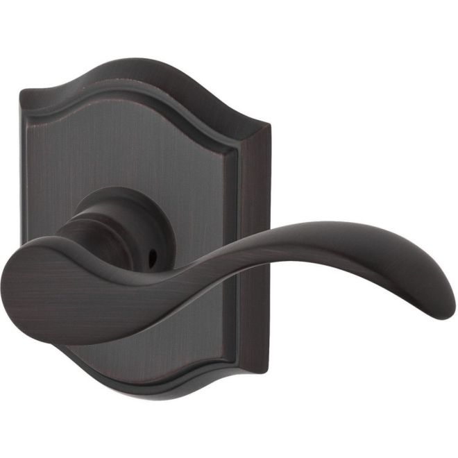 Baldwin Reserve ENCURLTAR112 Entry Left Hand Curve Lever and Traditional Arch Rose with 6AL Latch and Dual Strike Venetian Bronze Finish - Left Hand - Brass