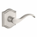 Baldwin Reserve ENCURLTAR150 Entry Left Hand Curve Lever and Traditional Arch Rose with 6AL Latch and Dual Strike Satin Nickel Finish - Left Hand - Brass