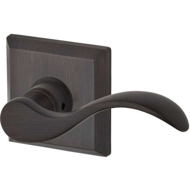 Baldwin Reserve ENCURRTSR112 Entry Right Hand Curve Lever and Traditional Square Rose with 6AL Latch and Dual Strike Venetian Bronze Finish - Right Hand - Brass