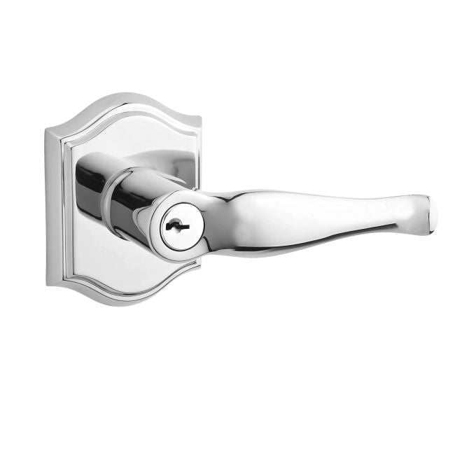 Baldwin Reserve ENDECTAR003 Entry Right Hand Decorative Lever and Traditional Arch Rose with 6AL Latch and Dual Strike Lifetime Brass Finish - Right Hand - Brass