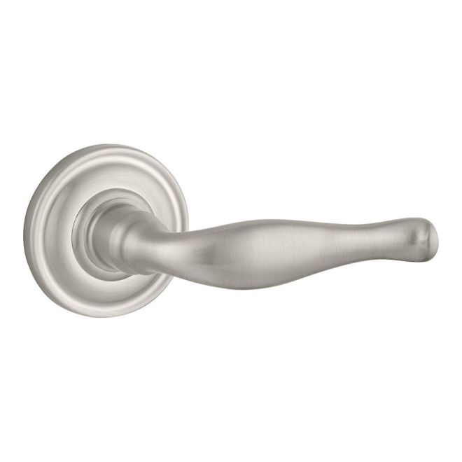 Baldwin Reserve ENDECTRR150 Entry Right HandDecorative Lever and Traditional Round Rose with 6AL Latch and Dual Strike Satin Nickel Finish - Right Hand - Brass