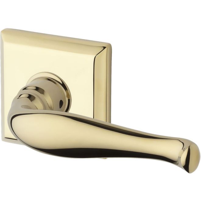 Baldwin Reserve ENDECTSR003 Entry Right Hand Decorative Lever and Traditional Square Rose with 6AL Latch and Dual Strike Lifetime Brass Finish - Right Hand - Brass