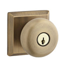 Baldwin Reserve ENROUTSR049 Entry Round Knob and Traditional Square Rose with 6AL Latch and Dual Strike Matte Brass and Black Finish - Matte Brass and Black - Brass