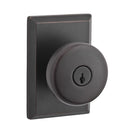 Baldwin Reserve ENRUSRSR481 Entry Rustic Knob and Rustic Square Rose with 6AL Latch and Dual Strike Dark Bronze Finish - Dark Bronze - Brass