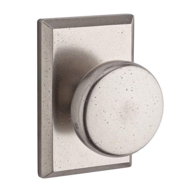 Baldwin Reserve ENRUSRSR492 Entry Rustic Knob and Rustic Square Rose with 6AL Latch and Dual Strike White Bronze Finish - White Bronze - Brass