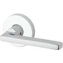 Baldwin Reserve ENSQUCRR260 Entry Square Lever and Contemporary Round Rose with 6AL Latch and Dual Strike Bright Chrome Finish - NA - Brass