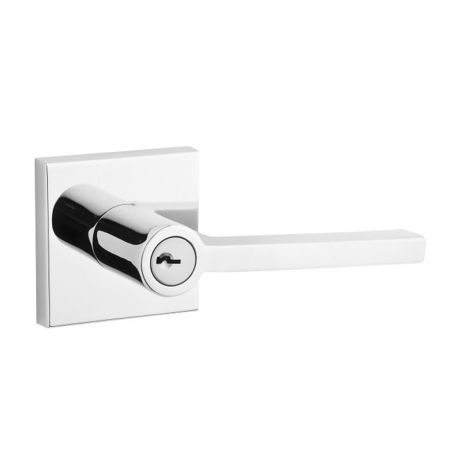 Baldwin Reserve ENSQUCSR260 Entry Square Lever and Contemporary Square Rose with 6AL Latch and Dual Strike Bright Chrome Finish - NA - Brass