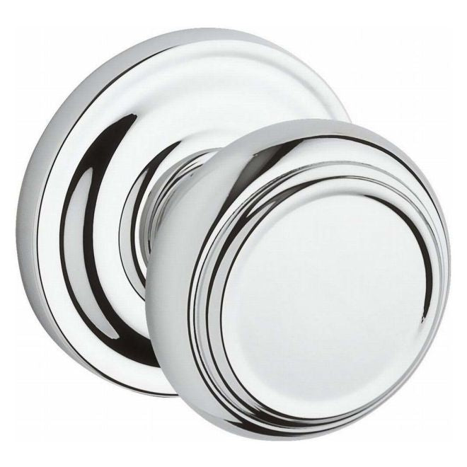 Baldwin Reserve ENTRATRR260 Entry Traditional Knob and Traditional Round Rose with 6AL Latch and Dual Strike Bright Chrome Finish - Bright Chrome - Brass