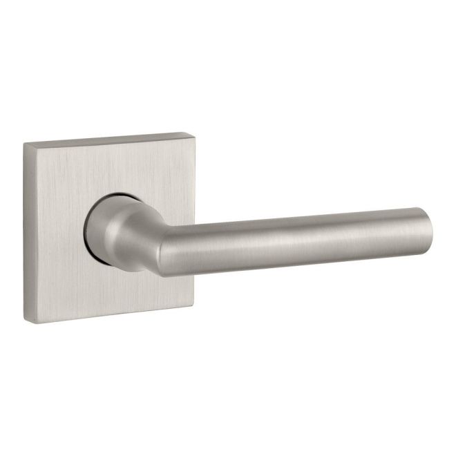 Baldwin Reserve ENTUBCSR150 Entry Tube Lever and Contemporary Square Rose with 6AL Latch and Dual Strike Satin Nickel Finish - NA - Brass