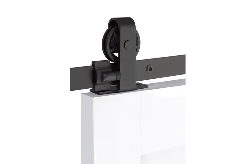 Emtek Classic Top Mount Hanger Spoked Wheel Style Classic Fastener Style In Flat Black