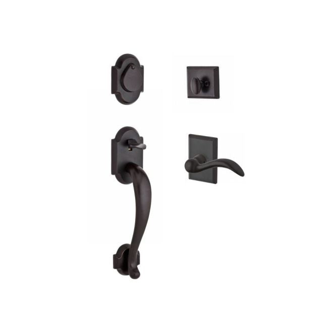 Baldwin Reserve FDADIXARCLRSR481 Full Dummy Adirondack Handleset Left Hand Arch Lever and Rustic Square Rose Dark Bronze Finish - Left Hand - NA