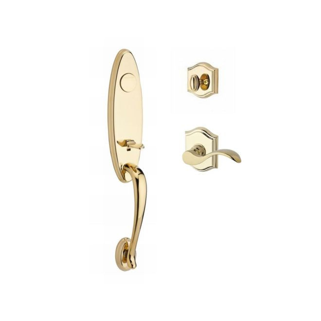 Baldwin Reserve FDCHEXCURLTAR003 Full Dummy Chesapeake Handleset Left Hand Curve Lever and Traditional Arch Rose Lifetime Brass Finish - Left Hand - NA