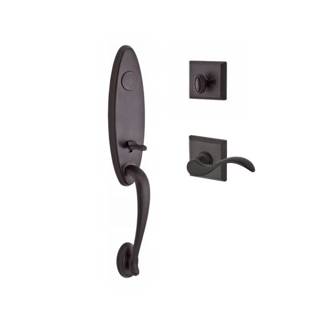 Baldwin Reserve FDCHEXCURLTSR112 Full Dummy Chesapeake Handleset Left Hand Curve Lever and Traditional Square Rose Venetian Bronze Finish - Left Hand - NA
