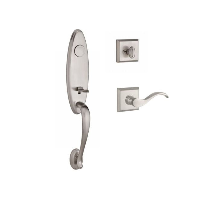 Baldwin Reserve FDCHEXCURLTSR150 Full Dummy Chesapeake Handleset Left Hand Curve Lever and Traditional Square Rose Satin Nickel Finish - Left Hand - NA