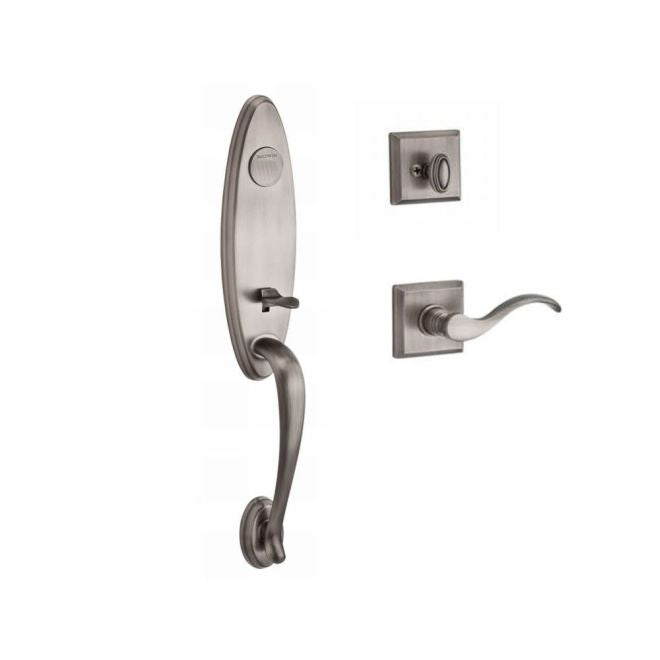 Baldwin Reserve FDCHEXCURLTSR152 Full Dummy Chesapeake Handleset Left Hand Curve Lever and Traditional Square Rose Matte Antique Nickel Finish - Left Hand - NA