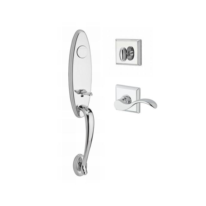 Baldwin Reserve FDCHEXCURLTSR260 Full Dummy Chesapeake Handleset Left Hand Curve Lever and Traditional Square Rose Bright Chrome Finish - Left Hand - NA