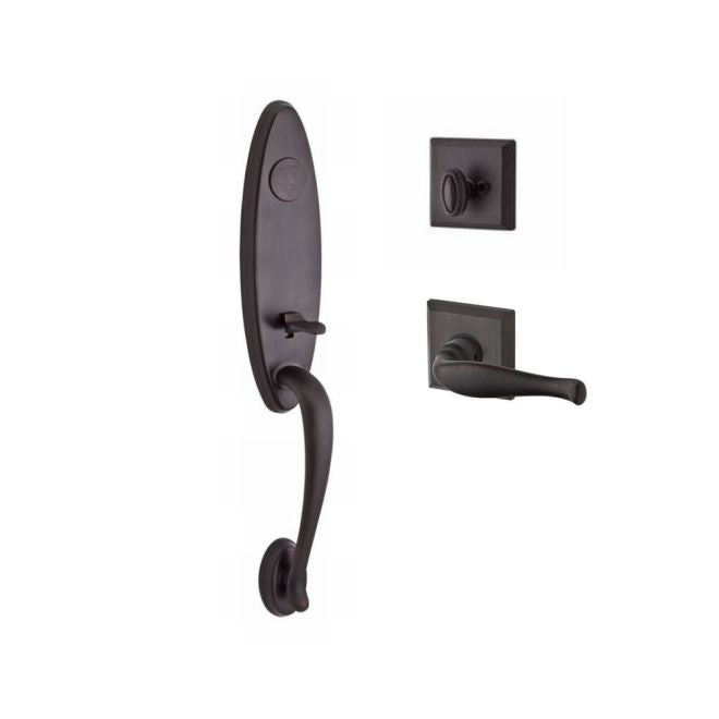 Baldwin Reserve FDCHEXDECLTSR112 Full Dummy Chesapeake Handleset Left Hand Decorative Lever and Traditional Square Rose Venetian Bronze Finish - Left Hand - NA