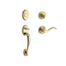 Baldwin Reserve FDCOLXCURLTRR003 Full Dummy Columbus Handleset Left Hand Curve Lever and Traditional Round Rose Lifetime Brass Finish - Left Hand - NA