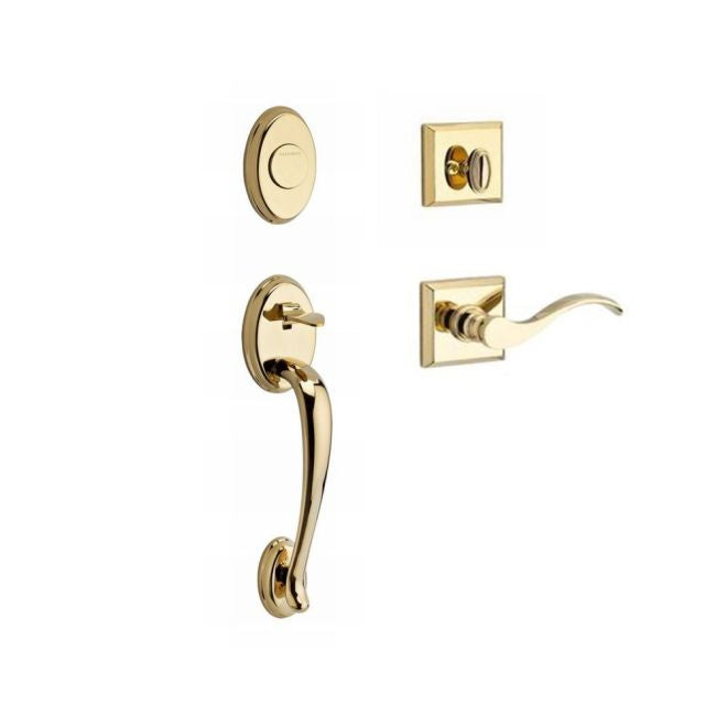 Baldwin Reserve FDCOLXCURLTSR003 Full Dummy Columbus Handleset Left Hand Curve Lever and Traditional Square Rose Lifetime Brass Finish - Left Hand - NA