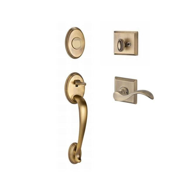 Baldwin Reserve FDCOLXCURLTSR049 Full Dummy Columbus Handleset Left Hand Curve Lever and Traditional Square Rose Matte Brass and Black Finish - Left Hand - NA