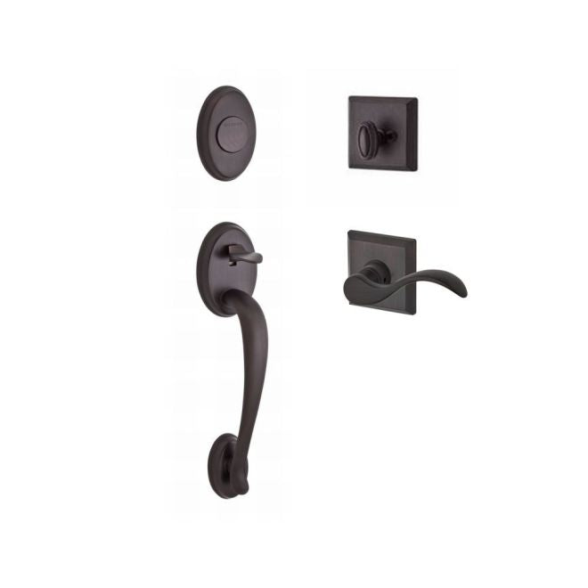 Baldwin Reserve FDCOLXCURLTSR112 Full Dummy Columbus Handleset Left Hand Curve Lever and Traditional Square Rose Venetian Bronze Finish - Left Hand - NA