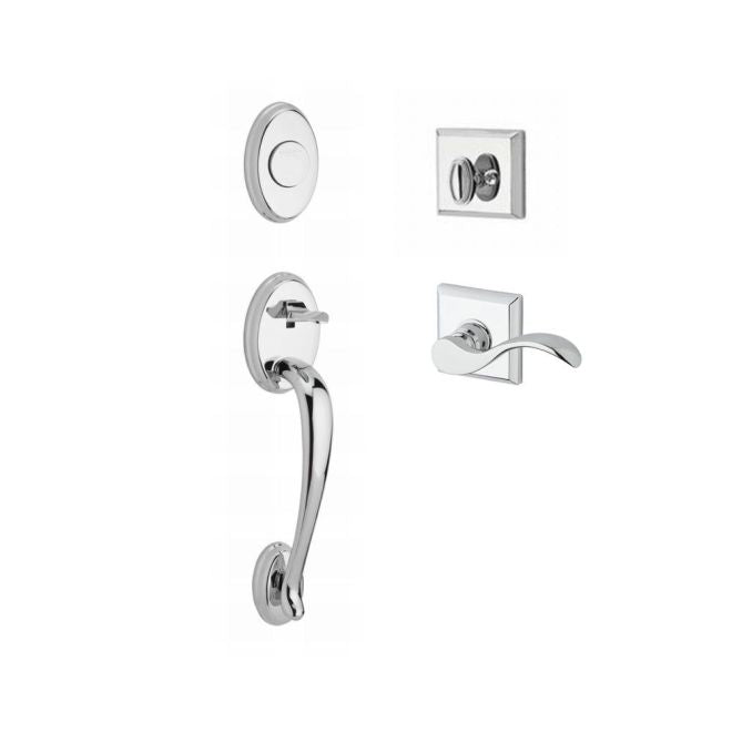 Baldwin Reserve FDCOLXCURLTSR260 Full Dummy Columbus Handleset Left Hand Curve Lever and Traditional Square Rose Bright Chrome Finish - Left Hand - NA