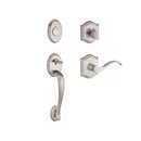 Baldwin Reserve FDCOLXCURRTAR150 Full Dummy Columbus Handleset Right Hand Curve Lever and Traditional Arch Rose Satin Nickel Finish - Right Hand - NA