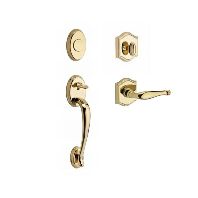 Baldwin Reserve FDCOLXDECLTAR003 Full Dummy Columbus Handleset Left Hand Decorative Lever and Traditional Arch Rose Lifetime Brass Finish - Left Hand - NA