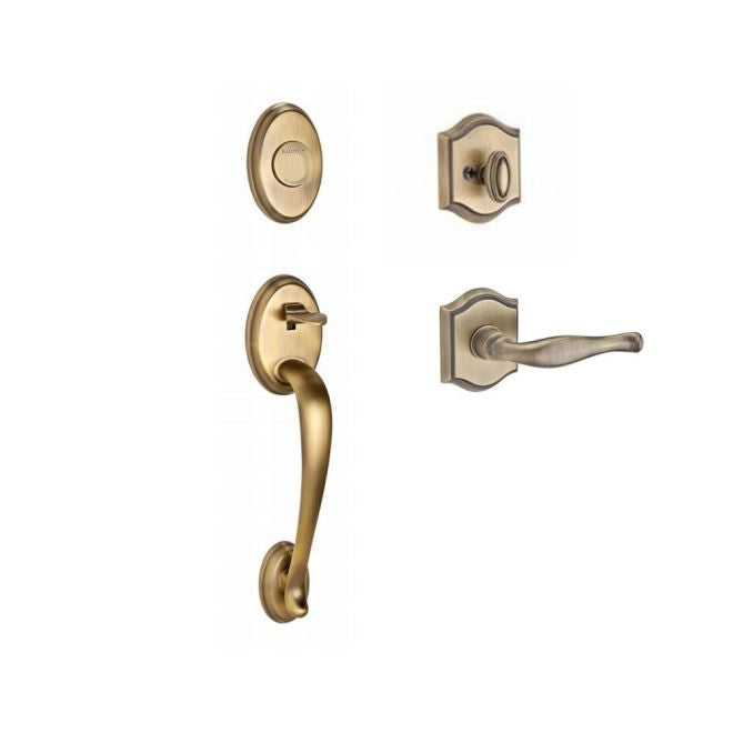 Baldwin Reserve FDCOLXDECLTAR049 Full Dummy Columbus Handleset Left Hand Decorative Lever and Traditional Arch Rose Matte Brass and Black Finish - Left Hand - NA
