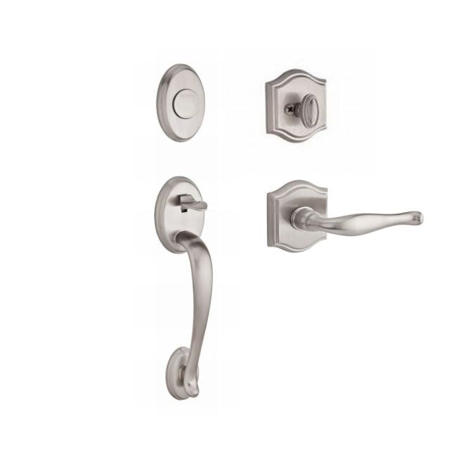 Baldwin Reserve FDCOLXDECLTAR150 Full Dummy Columbus Handleset Left Hand Decorative Lever and Traditional Arch Rose Satin Nickel Finish - Left Hand - NA