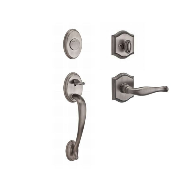Baldwin Reserve FDCOLXDECLTAR152 Full Dummy Columbus Handleset Left Hand Decorative Lever and Traditional Arch Rose Matte Antique Nickel Finish - Left Hand - NA