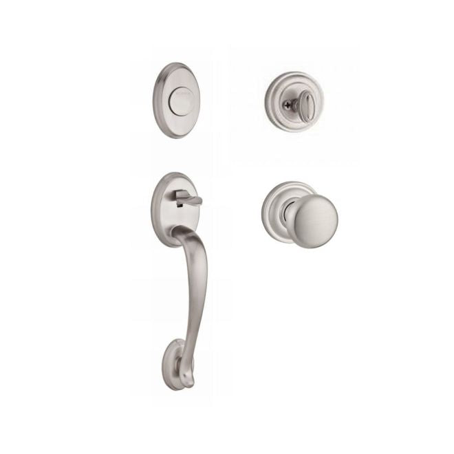 Baldwin Reserve FDCOLXROUTRR150 Full Dummy Columbus Handleset Round Knob and Traditional Round Rose Satin Nickel Finish - NA - NA