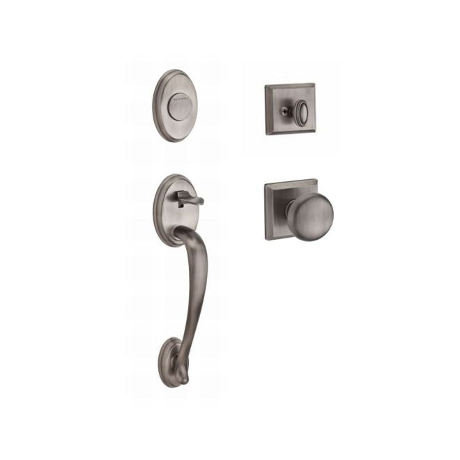 Baldwin Reserve FDCOLXROUTSR152 Full Dummy Columbus Handleset Round Knob and Traditional Square Rose Matte Antique Nickel Finish - NA - NA