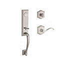 Baldwin Reserve FDDELXCURRTAR150 Full Dummy Del Mar Handleset Right Hand Curve Lever and Traditional Arch Rose Satin Nickel Finish - Right Hand - NA