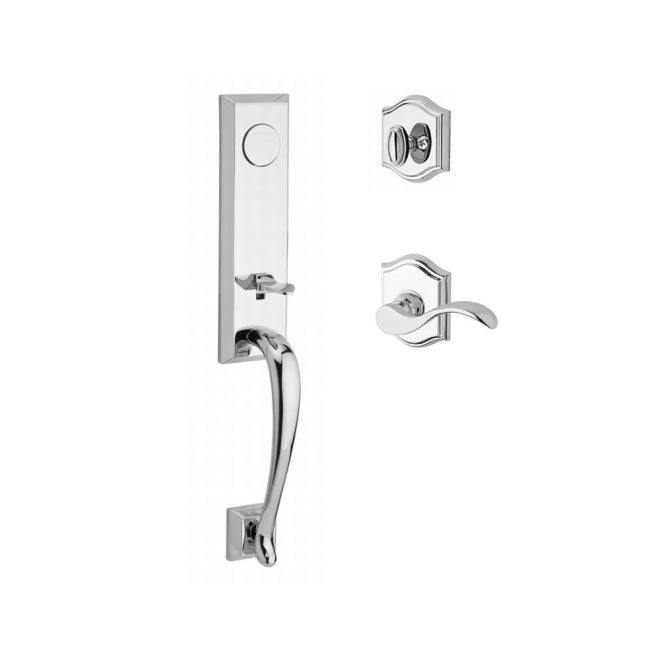 Baldwin Reserve FDDELXCURRTAR260 Full Dummy Del Mar Handleset Right Hand Curve Lever and Traditional Arch Rose Bright Chrome Finish - Right Hand - NA