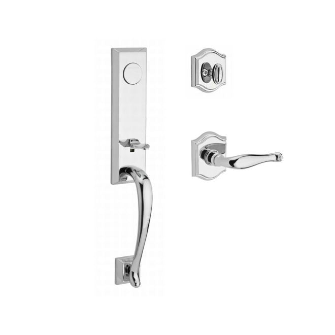 Baldwin Reserve FDDELXDECLTAR260 Full Dummy Del Mar Handleset Left Hand Decorative Lever and Traditional Arch Rose Bright Chrome Finish - Left Hand - NA