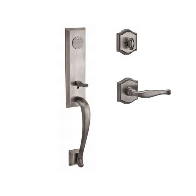 Baldwin Reserve FDDELXDECRTAR152 Full Dummy Del Mar Handleset Right Hand Decorative Lever and Traditional Arch Rose Matte Antique Nickel Finish - Right Hand - NA