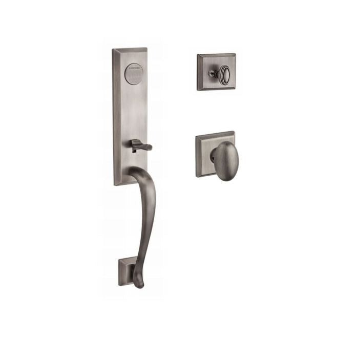 Baldwin Reserve FDDELXELLTSR152 Full Dummy Del Mar Handleset Ellipse Knob and Traditional Square Rose Matte Antique Nickel Finish - NA - NA