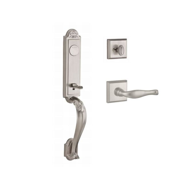 Baldwin Reserve FDELIXDECRTSR150 Full Dummy Elizabeth Handleset Right Hand Decorative Lever and Traditional Square Rose Satin Nickel Finish - Right Hand - NA