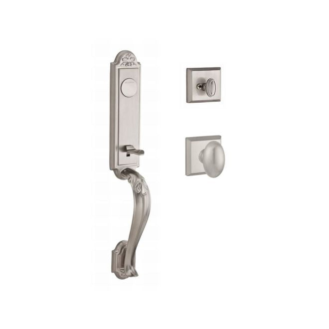 Baldwin Reserve FDELIXELLTSR150 Full Dummy Elizabeth Handleset Ellipse Knob and Traditional Square Rose Satin Nickel Finish - NA - NA