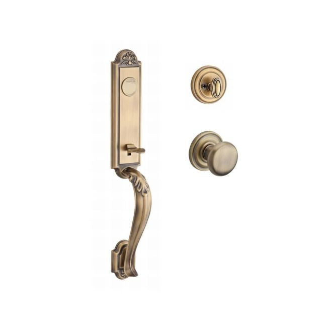 Baldwin Reserve FDELIXROUTRR049 Full Dummy Elizabeth Handleset Round Knob and Traditional Round Rose Matte Brass and Black Finish - NA - NA